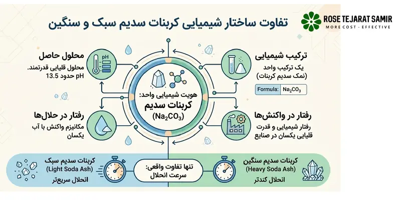تفاوت کربنات سدیم سبک و سنگین تفاوت ساختار شیمیایی کربنات سدیم سبک و سنگین
